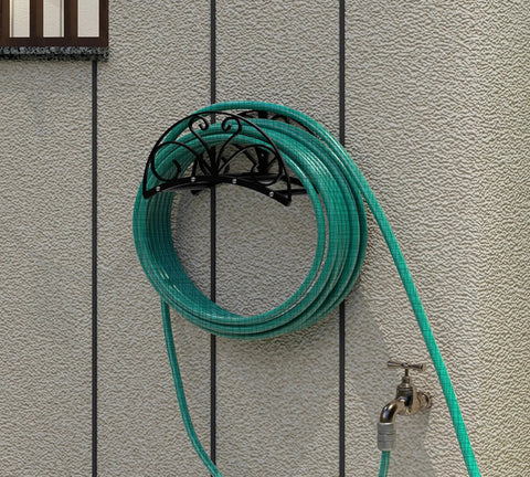 Heavy Duty Metal Hose Holder Wall Mount For Outdoor Yard Solid Iron Garden Hose Reel Organizer Waterproof Powder Coated Rustproof