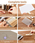 50 Piece Book Binding Kit For Newbies Complete DIY Set With Tools And Clear Instructions showing tools like needles, wax thread, and awl