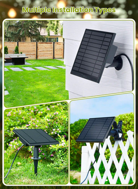 Installation options for 58 Foot Solar String Lights Outdoor With Remote Control, mounted on wall, fence, and ground stake.