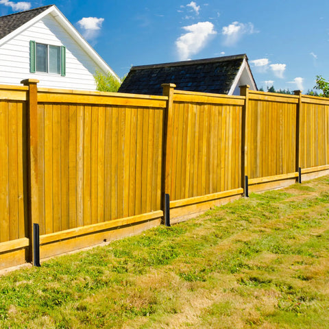 Beefy Heavy Duty Steel Fence Post Repair Stake With Ground Anchor Screws In H Shape Design securing wooden fence posts