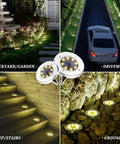 8 Pack Outdoor Solar Ground Lights Waterproof for Pathways Driveways Patios and Backyards Landscape Lighting with Warm White Glow