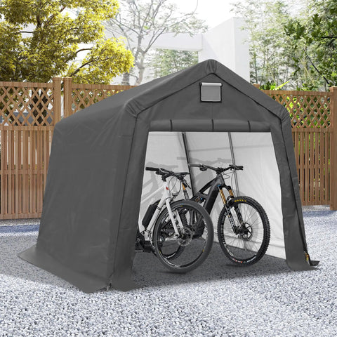 10x10 Outdoor Storage Shed Heavy Duty Portable Shelter Carport With Ventilation Windows And Roll Up Doors Backyard Must Have For Motorcycle Bike Lawn Mower And Garden Tools Gray