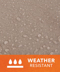 Close-up of water droplets on beige fabric, highlighting weather-resistance of Weather-Resistant Patio Chair Cover For Stackable High-Back Bar Chairs
