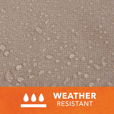 Close-up of water droplets on beige fabric, highlighting weather-resistance of Weather-Resistant Patio Chair Cover For Stackable High-Back Bar Chairs