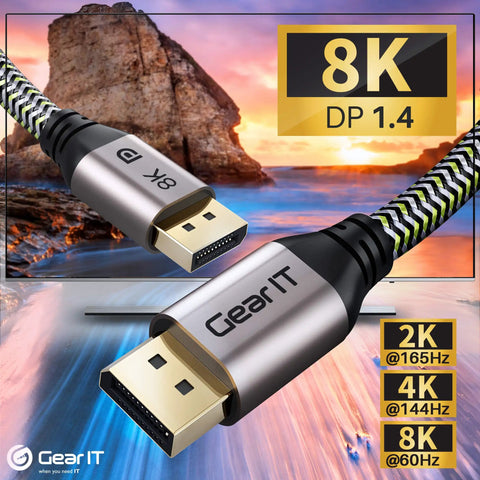 Long 16 Foot DisplayPort Cable For Gaming PC And Monitor Five Pack DP 1.4 braided cable support 8K 4K 2K HDR