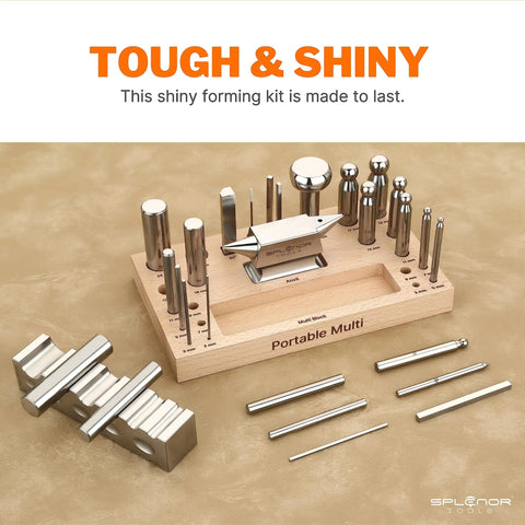 Portable All In One Metal Forming Kit For Jewelry Making With Master Forming Block Dapping Punch Set Swage Punch Set Anvil Doming Block