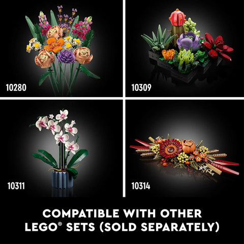 Brick Built Wildflower Bouquet Building Set For Adults Realistic Faux Flowers For Indoor Home Decor Desk Or Kitchen Display Creative Gift Idea For Birthdays And 18 Plus Vase Not Included, colorful LEGO flower sets