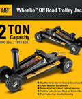 Heavy Duty 2 Ton Cat Wheelie Off-Road Trolley Jack with oversized wheels and removable saddle extension for rugged terrain.