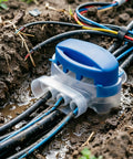 Twenty Pack Tough As Nails Three Way Wire Connectors featuring waterproof sealing with cables in wet soil.