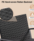 Close-up of PE hand-woven rattan backrest from Three Piece Patio Rocking Bistro Set With Coffee Table For Garden Balcony
