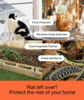 Collage showing uses of Solar Panel Squirrel Guard Mesh for Backyard Protection PVC Coated Galvanized Steel Barrier Netting in different settings.