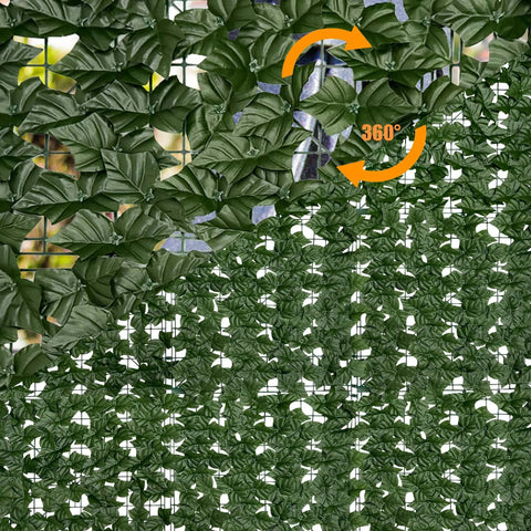 Artificial Ivy Privacy Fence Screen 128 By 48 Inches UV Resistant Faux Hedge Wall showing realistic greenery backdrop