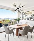 Etris Row 10-Light Sputnik Pendant Chandelier, Statement Piece With Adjustable Arms, Matte Black Finish, dining room view