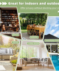 Collage of different outdoor and indoor spaces: office, garden, patio, living room, swimming pool.
