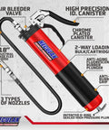 Heavy Duty 6000 PSI Grease Gun With Quick Release Coupler Pistol Grip Kit 14 Oz Capacity 18 Inch Flex Hose Red
