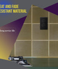 Installed Duplex Double Toggle Light Switch For Home Use, Single Pole, Side Wiring, Copper Wire Only, Grounding Screw, 15A 120V, UL Listed, Residential Grade, Black 82150-BK on tiled kitchen wall.