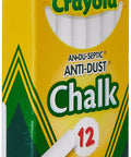 12 Pack Anti Dust White Chalk For Indoor Use Perfect For Chalkboards Whiteboards Classrooms And Arts And Crafts Projects At School Or Home For Mess Free Marking, Crayola Box