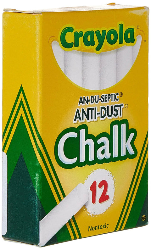 12 Pack Anti Dust White Chalk For Indoor Use Perfect For Chalkboards Whiteboards Classrooms And Arts And Crafts Projects At School Or Home For Mess Free Marking, Crayola Box