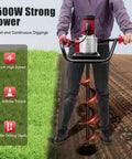 Person using Powerful Pro Grade Electric Post Hole Digger 1500W Earth Auger Drill With 4 Inch And 6 Inch Bit Set Extension Rod