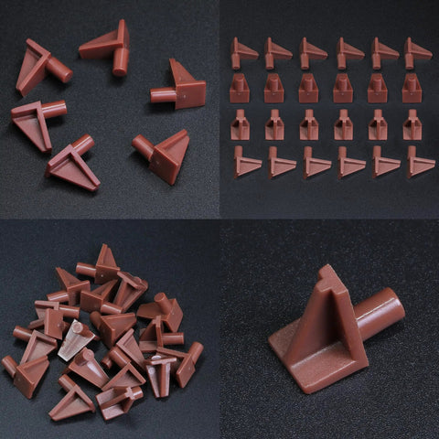 Straight Up Heavy Duty Brown Plastic Shelf Pegs 20 Count Offering Five Millimeter Diameter And Eight Millimeter Length For Bookcase Cabinet Hardware Plus Cupboard Shelves No Sweat Setup - Various angles of brown shelf pegs.
