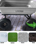 Heavy Duty Garden Cart That Is A Workhorse With 600 Lb Capacity And 4 Cu Ft Bed Front Handle Quick Release Dump Wagon 45 Degree Dump Steel Frame 10 Inch All Terrain Wheels Perfect For Soil Mulch Firewood And Yard Debris shown on a paved surface with all-terrain wheels