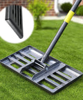 Heavy Duty Lawn Leveling Rake With Stainless Steel Ground Leveler Plate 17 Inch By 10 Inch And 72 Inch Adjustable Long Handle