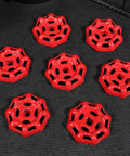 Red Cast Iron Valve Wheel Handles 10 Pack Flat Bottom Shutoff Knobs arranged on black surface