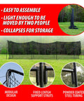 40 Foot Collapsible Batting Cage With Frame And Netting Freestanding Portable Backyard Baseball And Softball Batting Cage Complete Package For Easy Home Hit Sessions And Backyard Practice Setup, showcasing modular design and support struts.