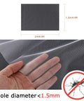 Close-up of 2 Pack Mosquito Net For Windows Upgrade Fly Window Screen Mesh Insect Netting 1.5m x 2m with hand holding mesh