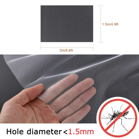 Close-up of 2 Pack Mosquito Net For Windows Upgrade Fly Window Screen Mesh Insect Netting 1.5m x 2m with hand holding mesh