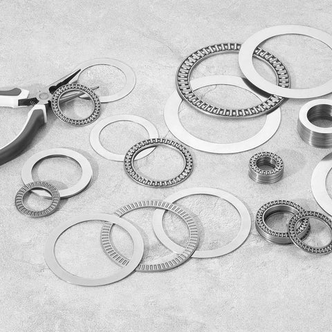 Thrust Needle Bearing Set with Eight Washers 35mm Inner Dia 52mm Outer Dia 4mm Thick Chrome Steel Needle Rollers With Steel Cage
