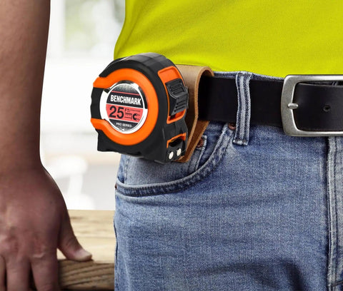 Three Pack 25 Foot Tape Measures With Easy Read Fractions To One Eighth Inch, Magnetic Tip, Quick Lock Tension in belt clip