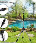 Standing Misters For Outdoor Cooling On The Go Adjustable Four Point One Foot Misting System With Four Spray Heads By Pool