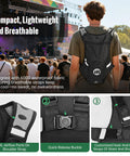 Person wearing Hydration Pack With 2L Water Bladder, Lightweight 600D Running Backpack at a festival