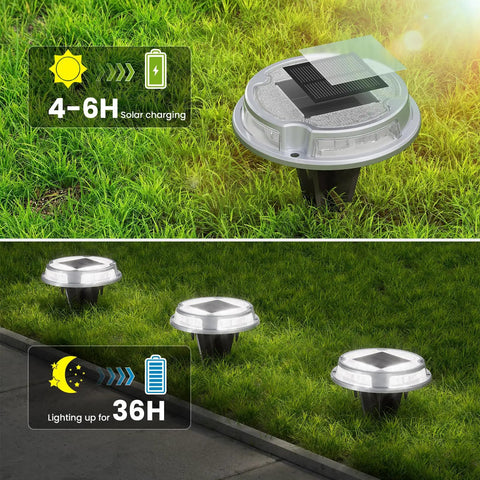 12 Pack Solar Ground Lights With Dual Color Modes White And Blue Waterproof Driveway Marker Lights for garden lawn