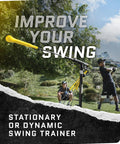 Hurricane Batting Swing Trainer for Baseball and Softball with athletes practicing swing in park setting