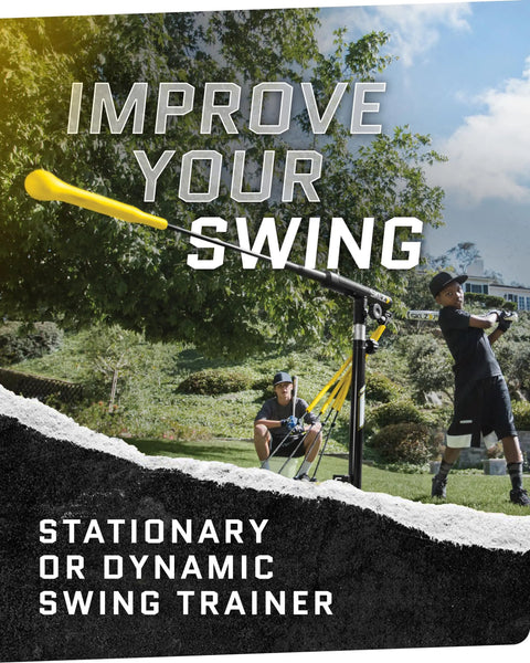 Hurricane Batting Swing Trainer for Baseball and Softball with athletes practicing swing in park setting