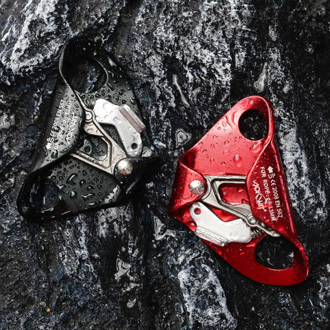 Red and black Chest Ascender Rope Grab Go-To Tree Climbing And Rappelling Gear Ultralight Durable Aluminum Alloy Rescue Equipment CE Certified