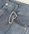 Y2K Style Irregular Carabiner Keychain Clip For Heavy Duty Multi Use Hook And Large Key Ring attached to denim jeans