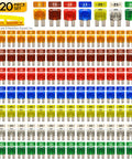 Auto Micro2 Fuse Kit 120 Piece With Fuse Puller 5A 7A 10A 15A 20A 25A 30A Color coded transparent nylon housings
