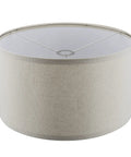 Drum Collapsible Lamp Shade In Oatmeal Linen, 16 Inch Top, 16 Inch Bottom, 9 Inch Height, UNO Fitter, Nickel Finish, Side View