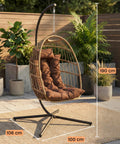 Egg Chair With Stand For Indoor Outdoor Chill Vibe, Hanging Rattan Wicker Swing, 350 Lb Capacity in garden setting