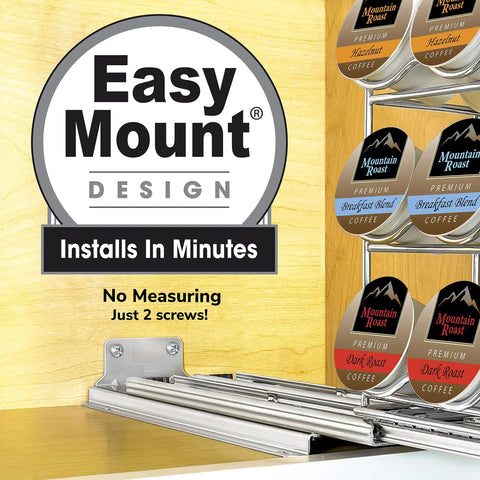 Slide Out Coffee Pod Holder And K Cup Organizer For Narrow Cabinets, Slim Pull Out Rack Keeps 30 Pods Stocked, Chrome Finish