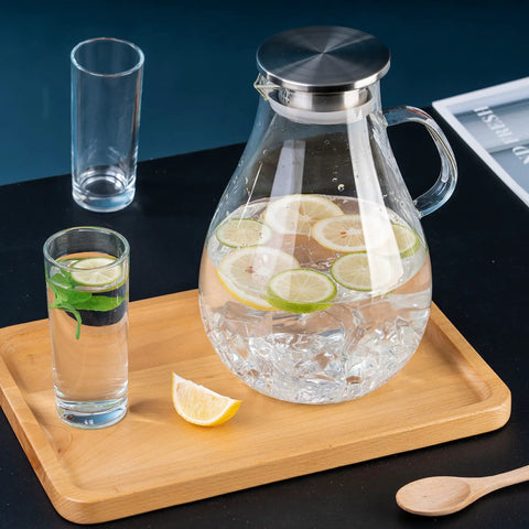Premium Borosilicate Glass Pitcher With Lid 3000ml Hot And Cold Water Jug For Juices And Iced Tea Beverages Lead Free