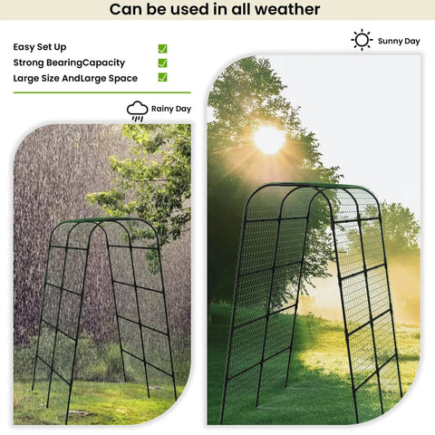7 Ft Adjustable Garden Arch Trellis For Climbing Plants, Heavy Duty Rustproof Stainless Steel Cucumber Support For Raised Beds