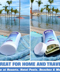Two Pack Sunscreen Diversion Safe Bottles Hide Valuables Look Like Real Sunscreen at beach with phone and cash inside