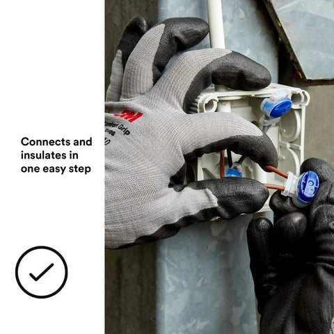 Installing Blue Insulation Displacement Connector For 2 Or 3 Wires Pigtail Self Stripping And Moisture Resistant 22 To 14 AWG.