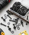 Heavy Duty Quarter Inch By One And A Half Inch Hex Lag Bolts Set Of 50 Screws And 50 Washers In 304 Stainless Steel With Black Finish