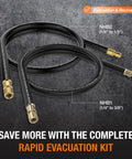 High Flow Refrigerant Hose for HVAC One Half Inch to One Quarter Inch Fittings Six Feet Long with gold connectors.