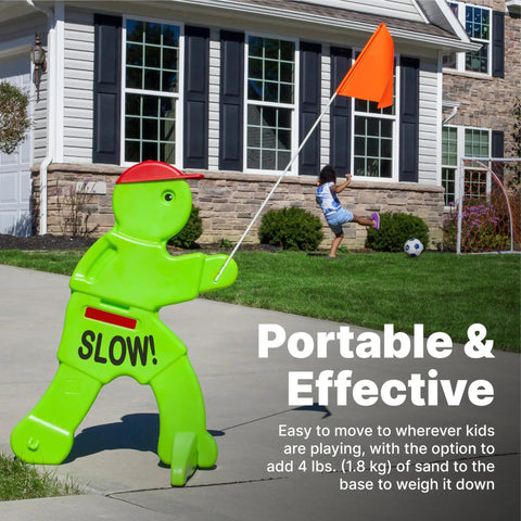 Kids At Play Safety Sign 32 Inch Reflective Caution Sign With Warning Flag For Neighborhoods Neon Body With Reflective Belt Slow Down Sticker Easy Setup Great For Driveways And Play Time